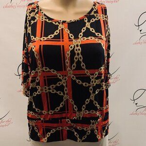 Top Fashion. Bust 41.6" (XL?). Chain Pattern. Sleeves. Pullover. B63